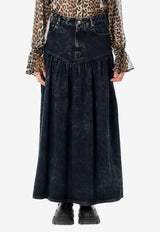 GANNI Washed Denim Maxi Skirt Black J1759_BLACK