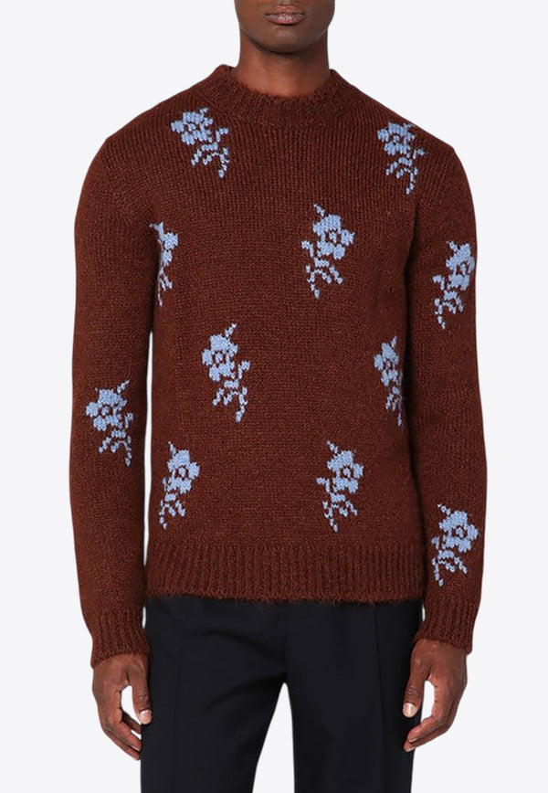 Jil Sander Floral Intarsia Alpaca and Wool Sweater Orange J22GP0259J14786/R_JILSA-244