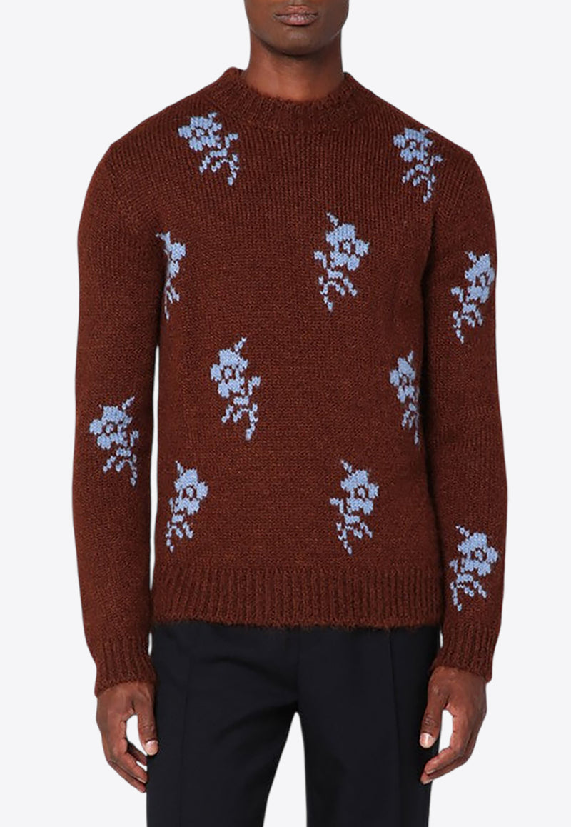 Jil Sander Floral Intarsia Alpaca and Wool Sweater Orange J22GP0259J14786/R_JILSA-244