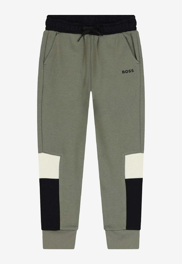 Hugo Boss Kids Boys Paneled Track Pants Green J52290/724_GREEN