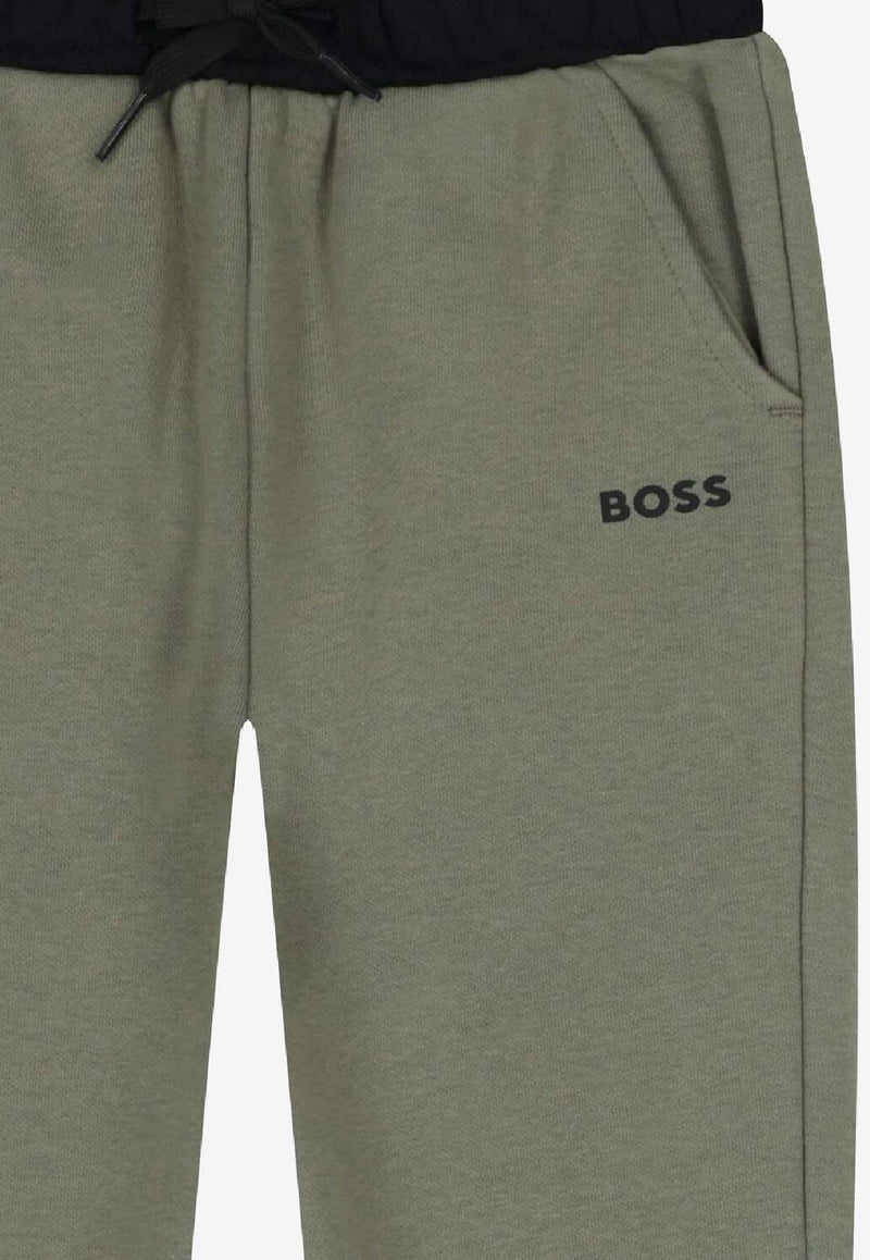 Hugo Boss Kids Boys Paneled Track Pants Green J52290/724_GREEN