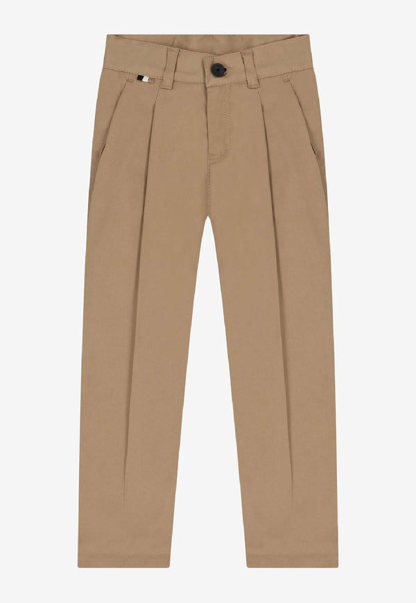 Hugo Boss Kids Boys Straight-Leg Tailored Pants Beige J52298/269_BEIGE