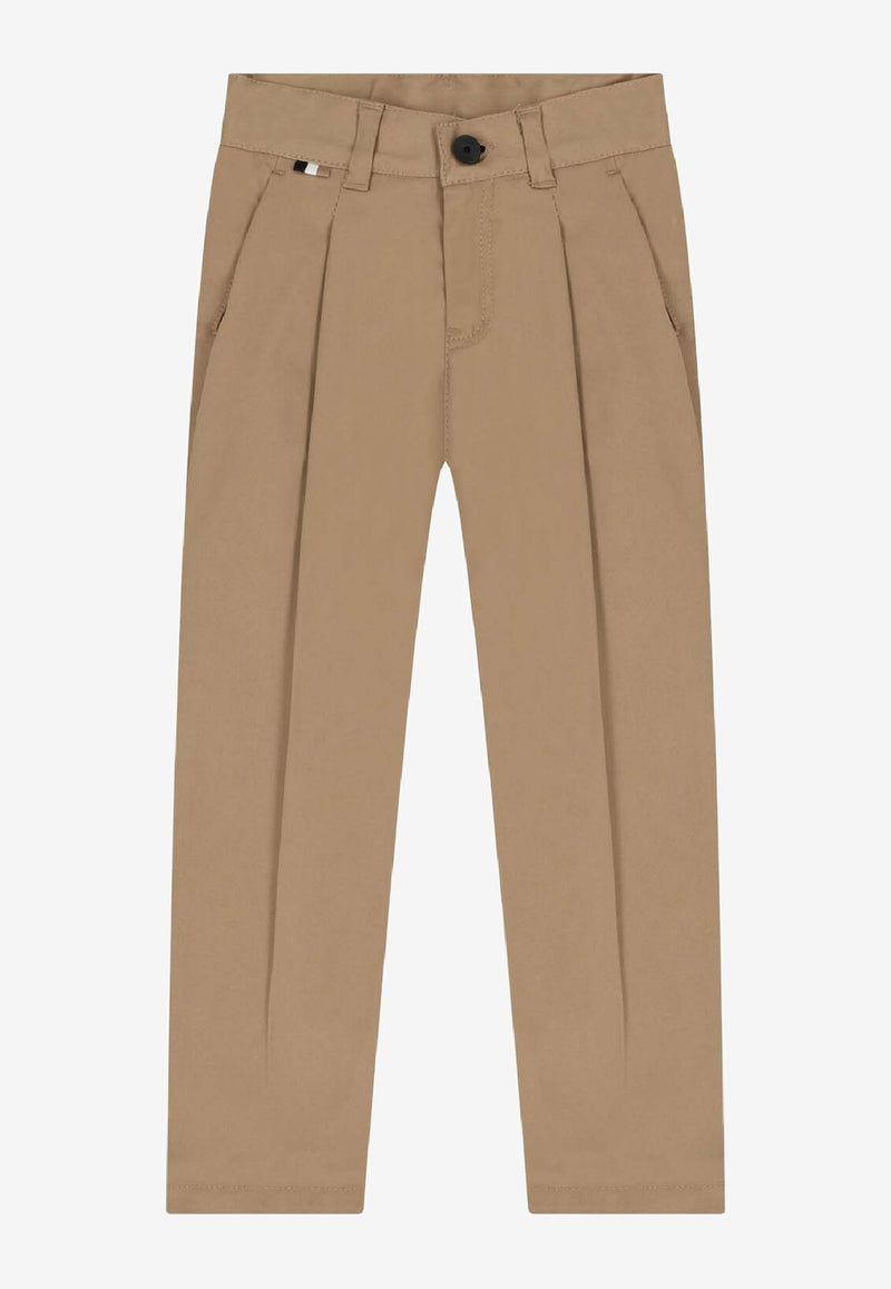 Hugo Boss Kids Boys Straight-Leg Tailored Pants Beige J52298/269_BEIGE