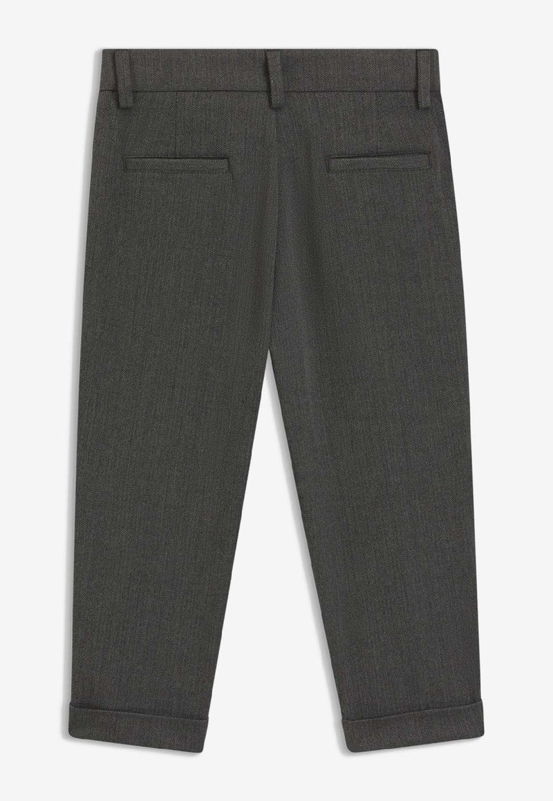 Hugo Boss Kids Boys Herringbone Tailored Pants Black J52302/09B_BLACK