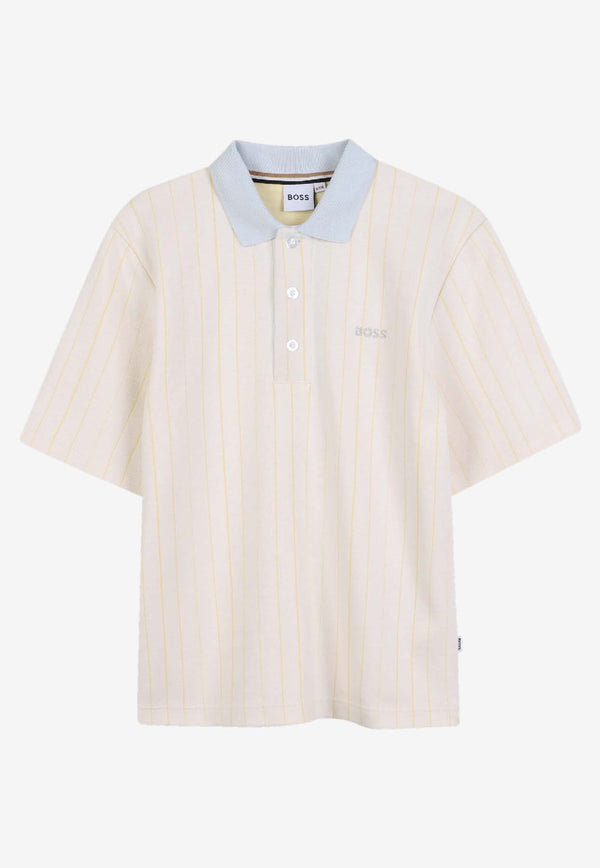 Hugo Boss Kids Boys Striped Logo Polo T-shirt White J52336/10P_WHITE