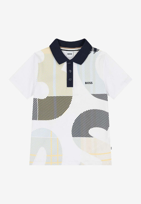 Hugo Boss Kids Boys Logo Print Polo T-shirt Multicolor J52340/10P_WHITE
