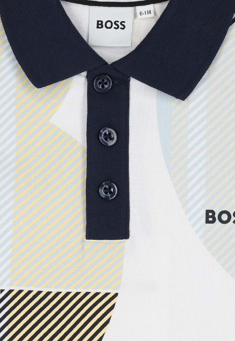 Hugo Boss Kids Boys Logo Print Polo T-shirt Multicolor J52340/10P_WHITE
