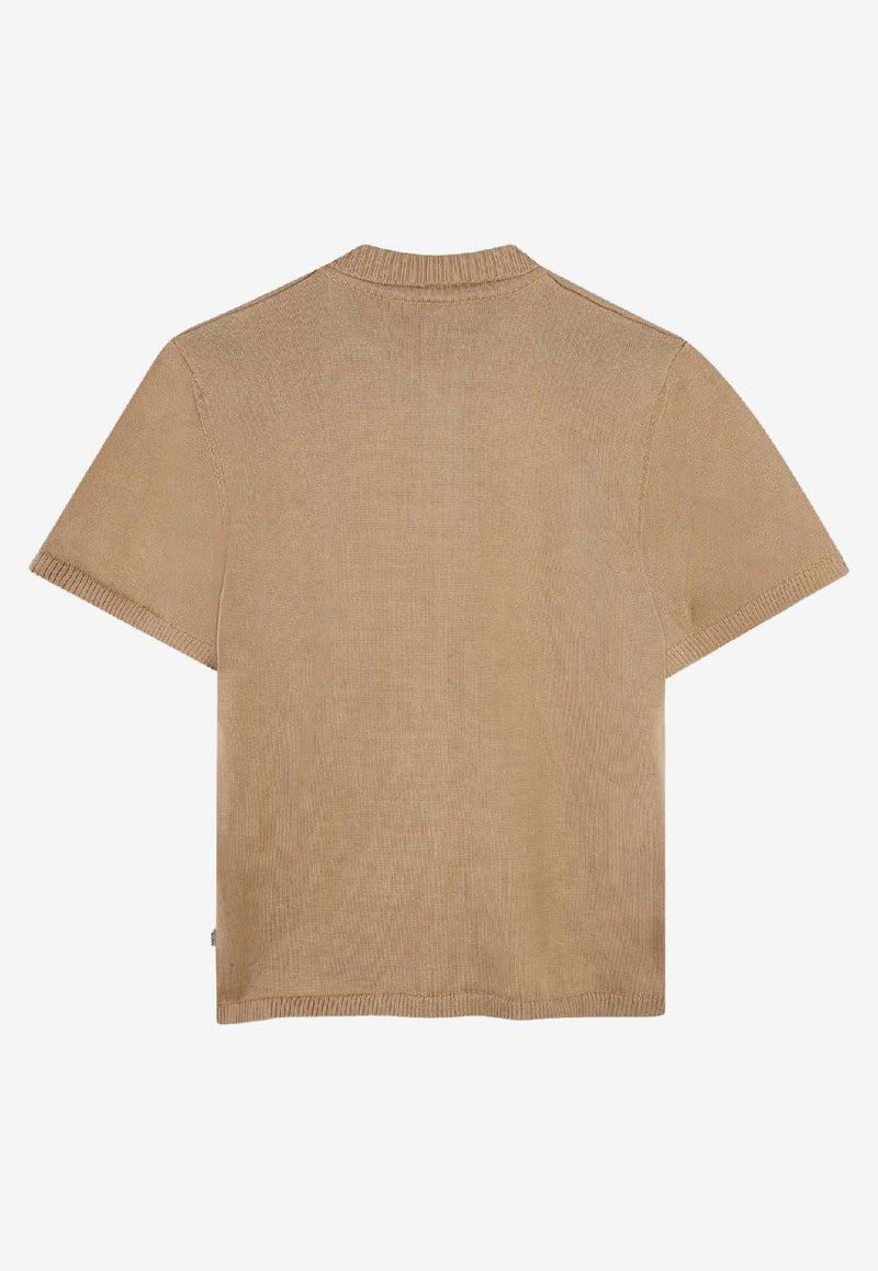 Hugo Boss Kids Boys Ribbed Knit Logo Polo T-shirt Beige J52342/269_BEIGE