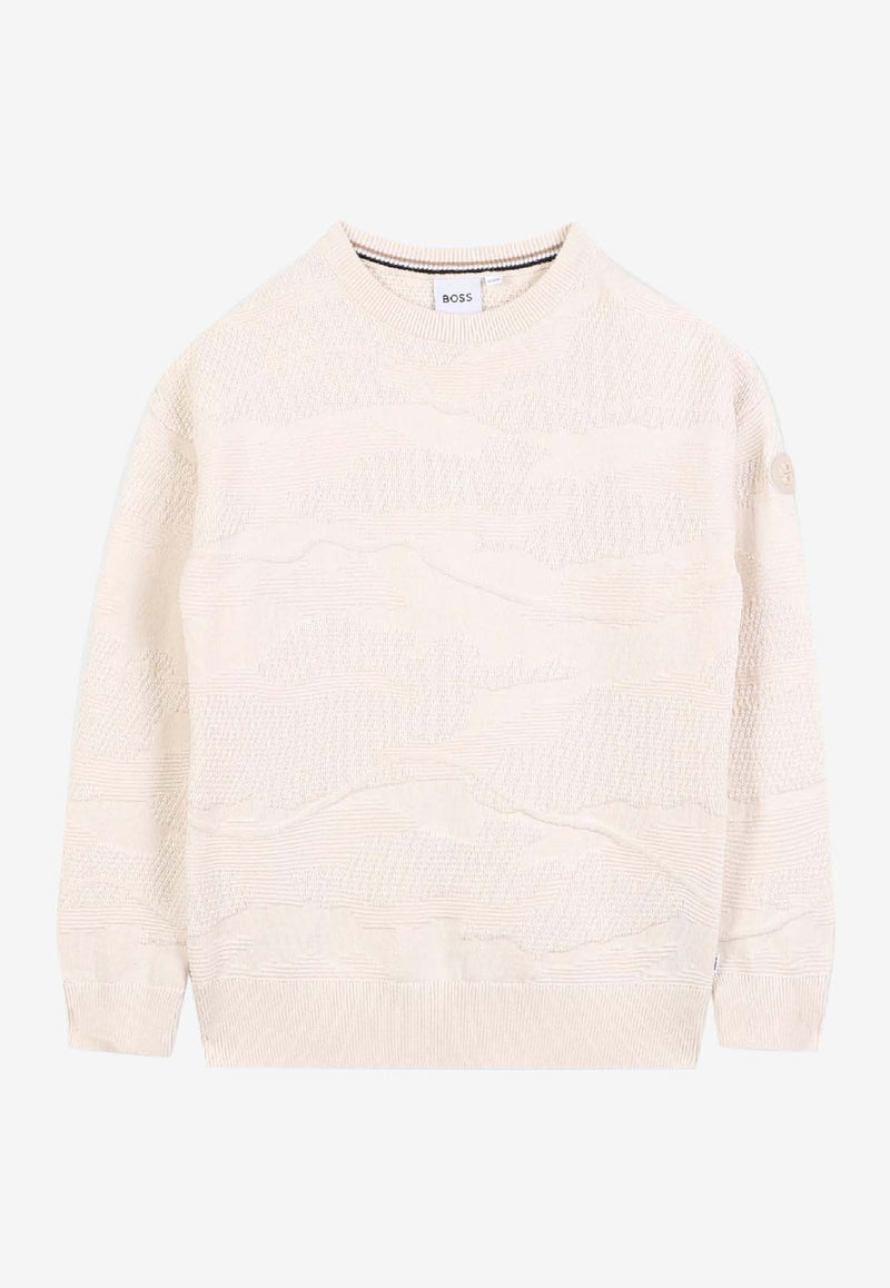 Hugo Boss Kids Boys Textured Jacquard Sweater Sand J52344/21C_SAND