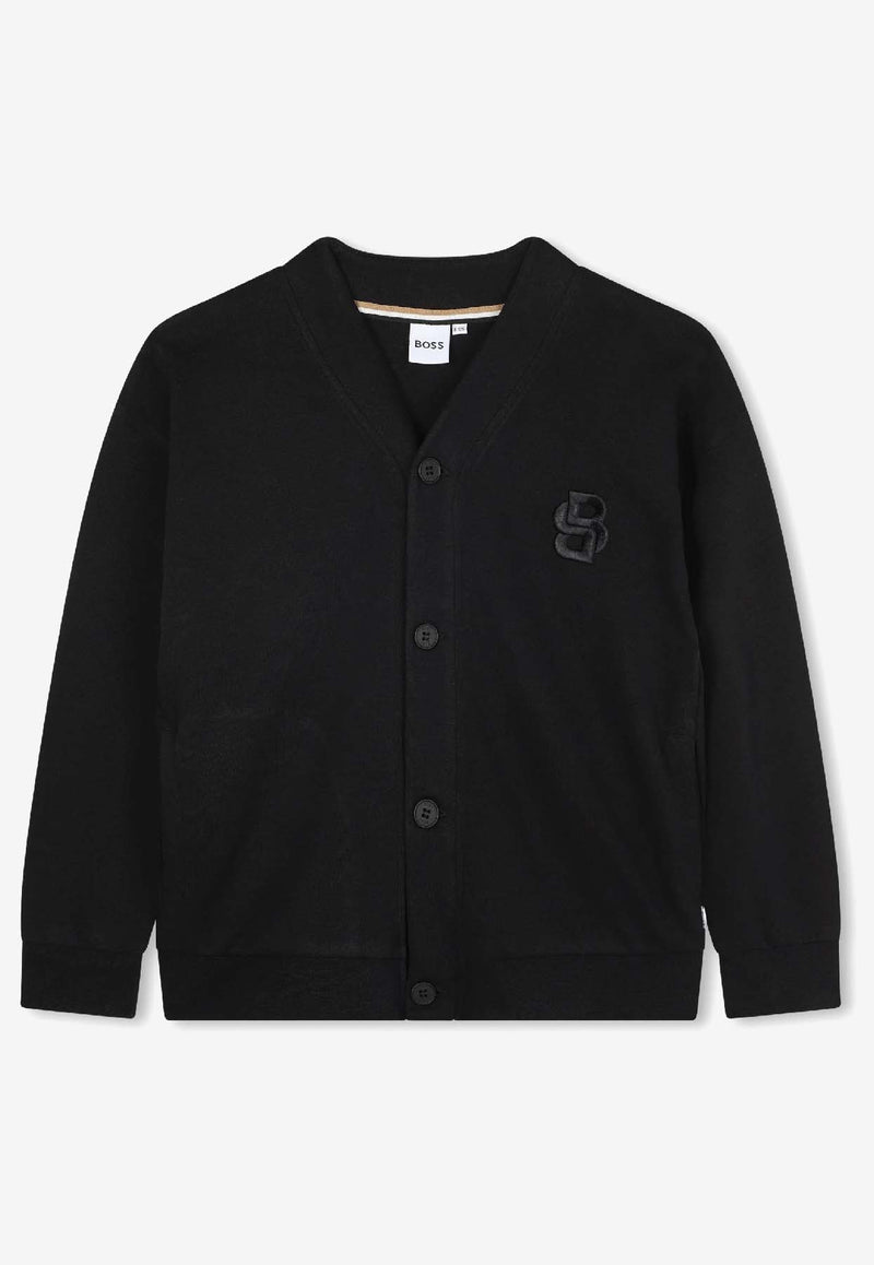 Hugo Boss Kids Boys Embroidered Logo Cardigan Black J52350/09B_BLACK