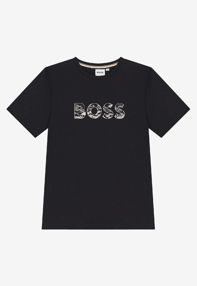 Hugo Boss Kids Boys Logo Print T-shirt Black J52358/09B_BLACK