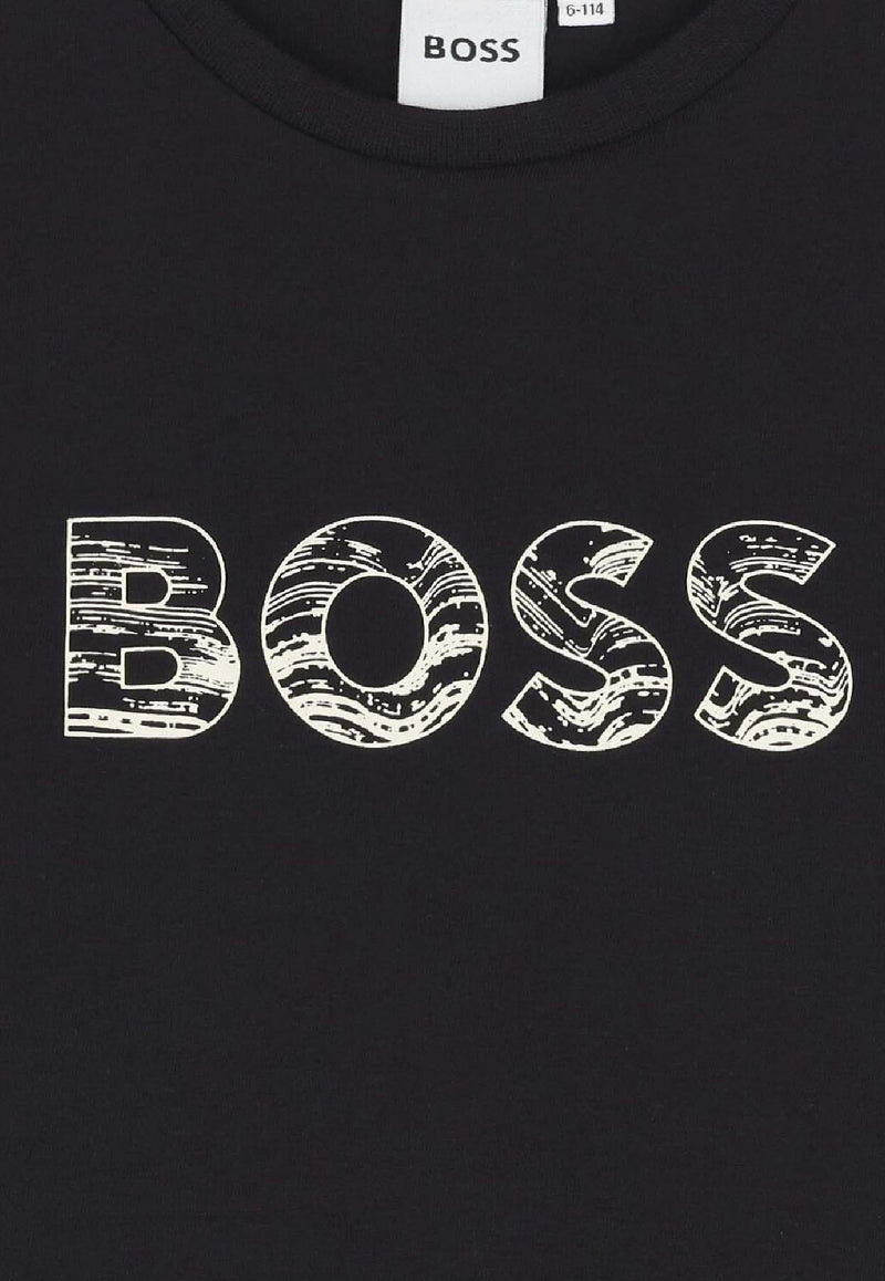 Hugo Boss Kids Boys Logo Print T-shirt Black J52358/09B_BLACK