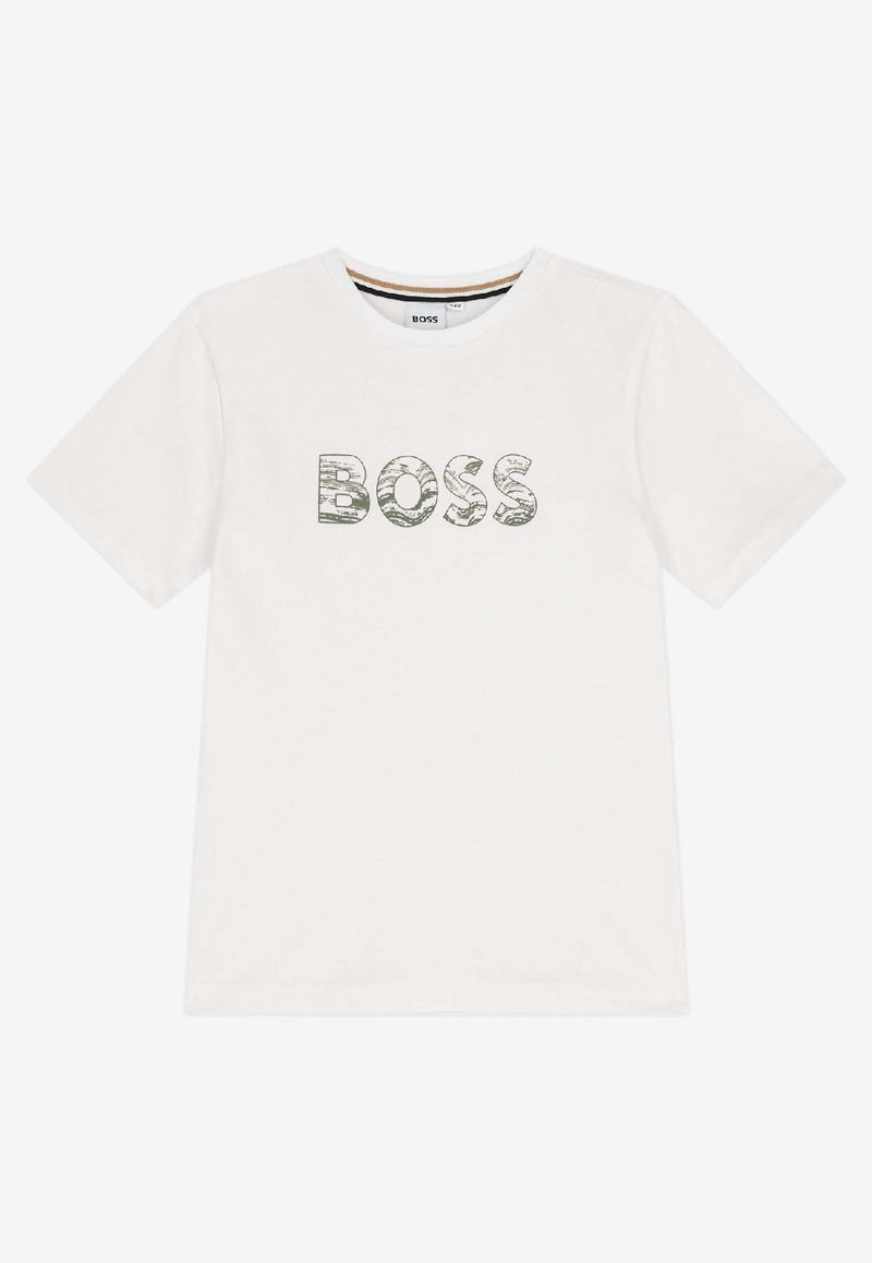 Hugo Boss Kids Boys Logo Print T-shirt White J52358/10P_WHITE