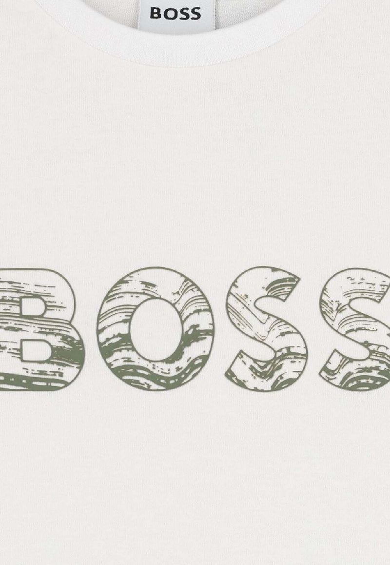 Hugo Boss Kids Boys Logo Print T-shirt White J52358/10P_WHITE