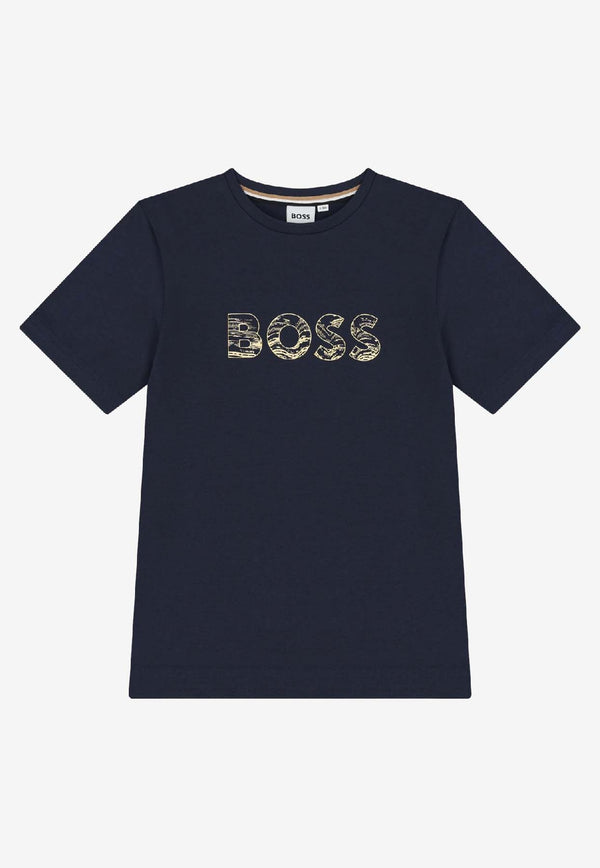 Hugo Boss Kids Boys Logo Print T-shirt Navy J52358/849_NAVY