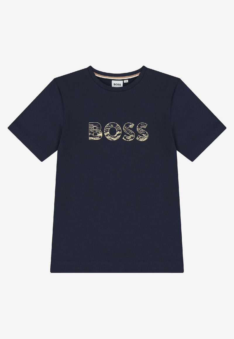 Hugo Boss Kids Boys Logo Print T-shirt Navy J52358/849_NAVY