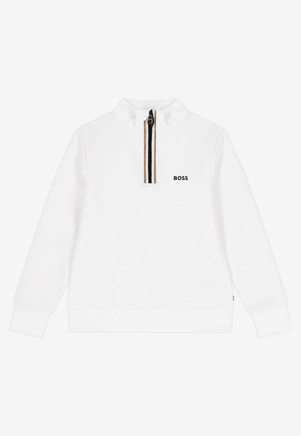 Hugo Boss Kids Boys Half-Zip Logo Sweatshirt White J52359/10P_WHITE