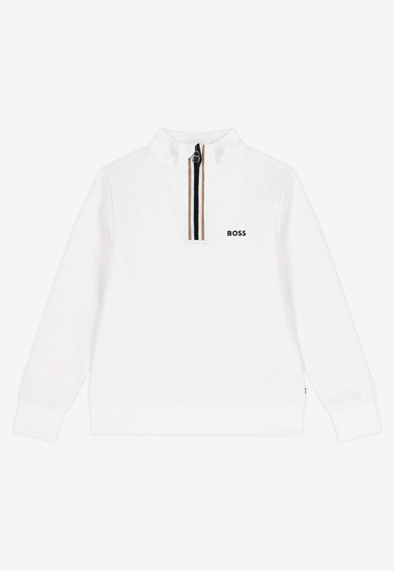 Hugo Boss Kids Boys Half-Zip Logo Sweatshirt White J52359/10P_WHITE