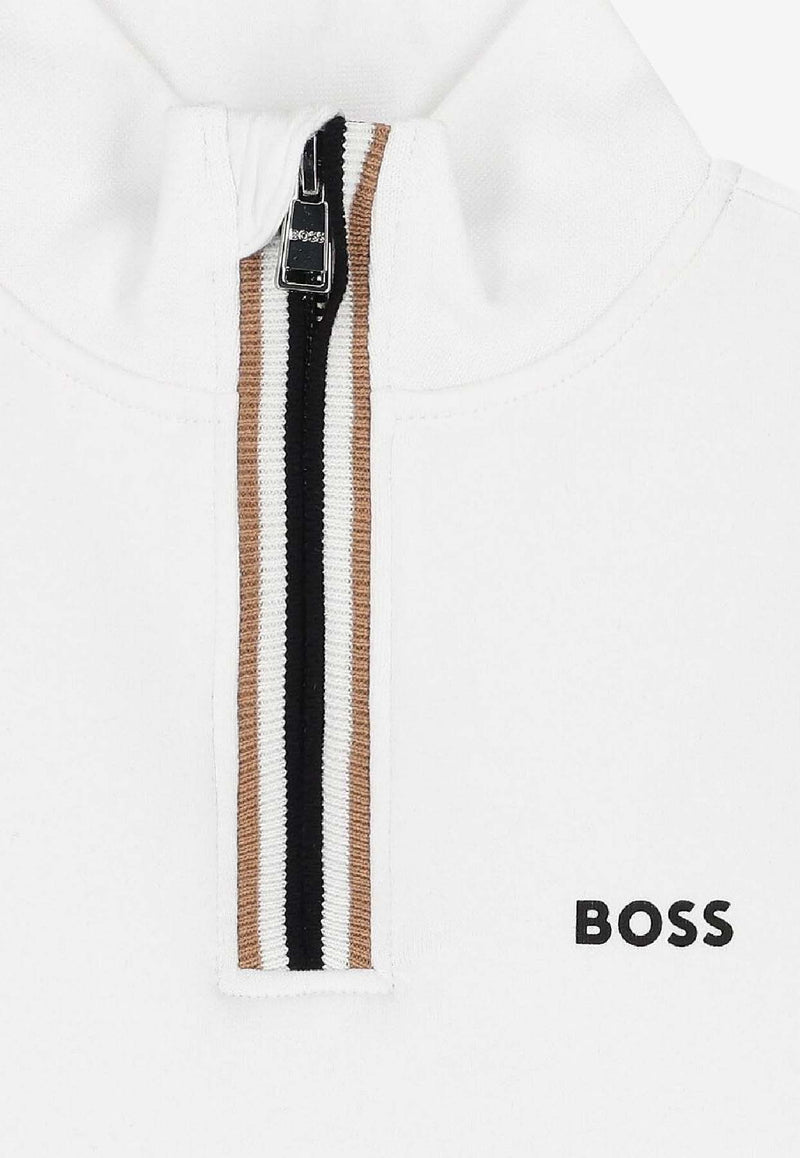 Hugo Boss Kids Boys Half-Zip Logo Sweatshirt White J52359/10P_WHITE