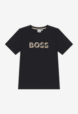 Hugo Boss Kids Boys Logo Print Jersey T-shirt Black J52360/09B_BLACK