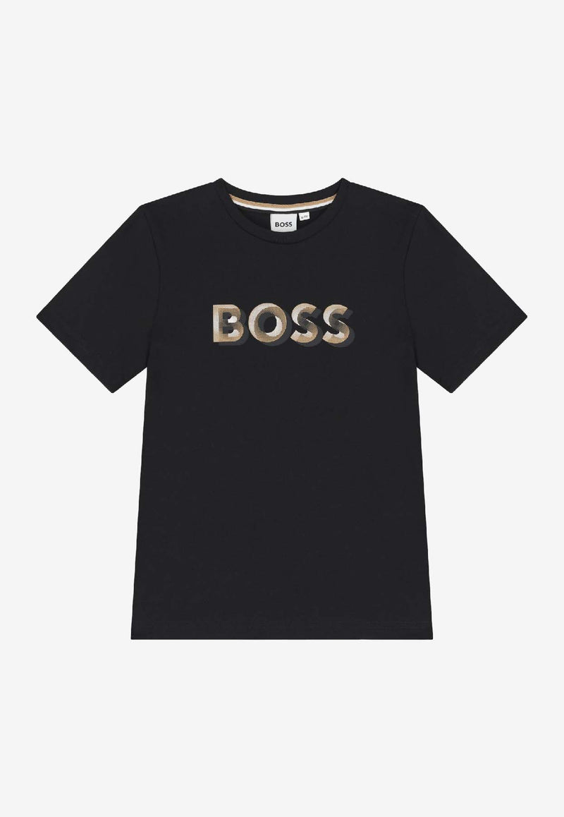 Hugo Boss Kids Boys Logo Print Jersey T-shirt Black J52360/09B_BLACK