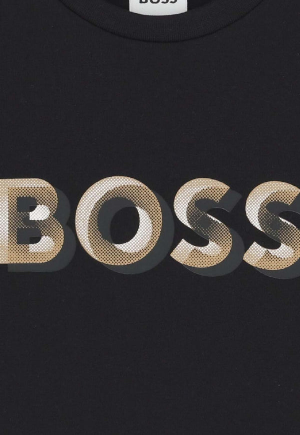 Hugo Boss Kids Boys Logo Print Jersey T-shirt Black J52360/09B_BLACK