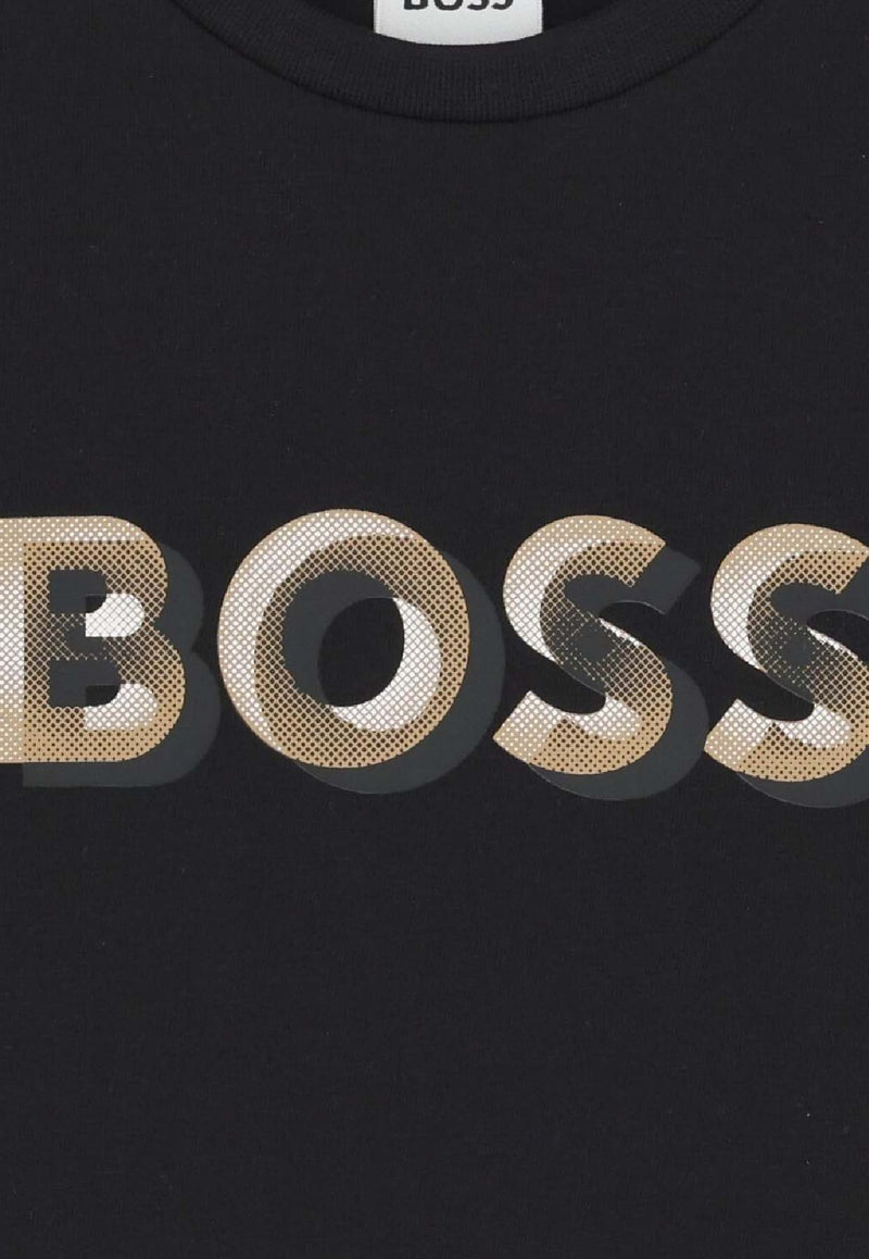 Hugo Boss Kids Boys Logo Print Jersey T-shirt Black J52360/09B_BLACK