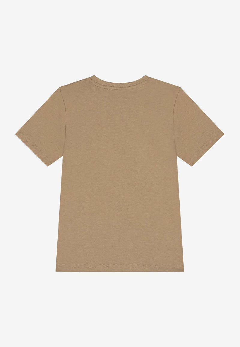 Hugo Boss Kids Boys Logo Print Jersey T-shirt Beige J52360/269_BEIGE
