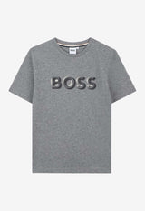 Hugo Boss Kids Boys Logo Print Jersey T-shirt Gray J52360/A46_GREY