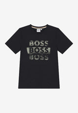 Hugo Boss Kids Boys Repeated Logo Print T-shirt Black J52366/09B_BLACK