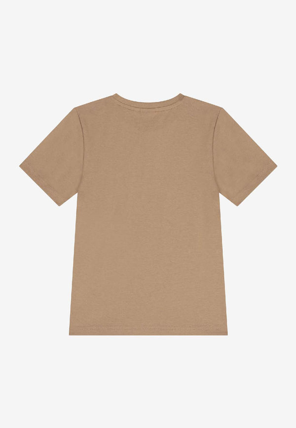 Hugo Boss Kids Boys Repeated Logo Print T-shirt Beige J52366/269_BEIGE