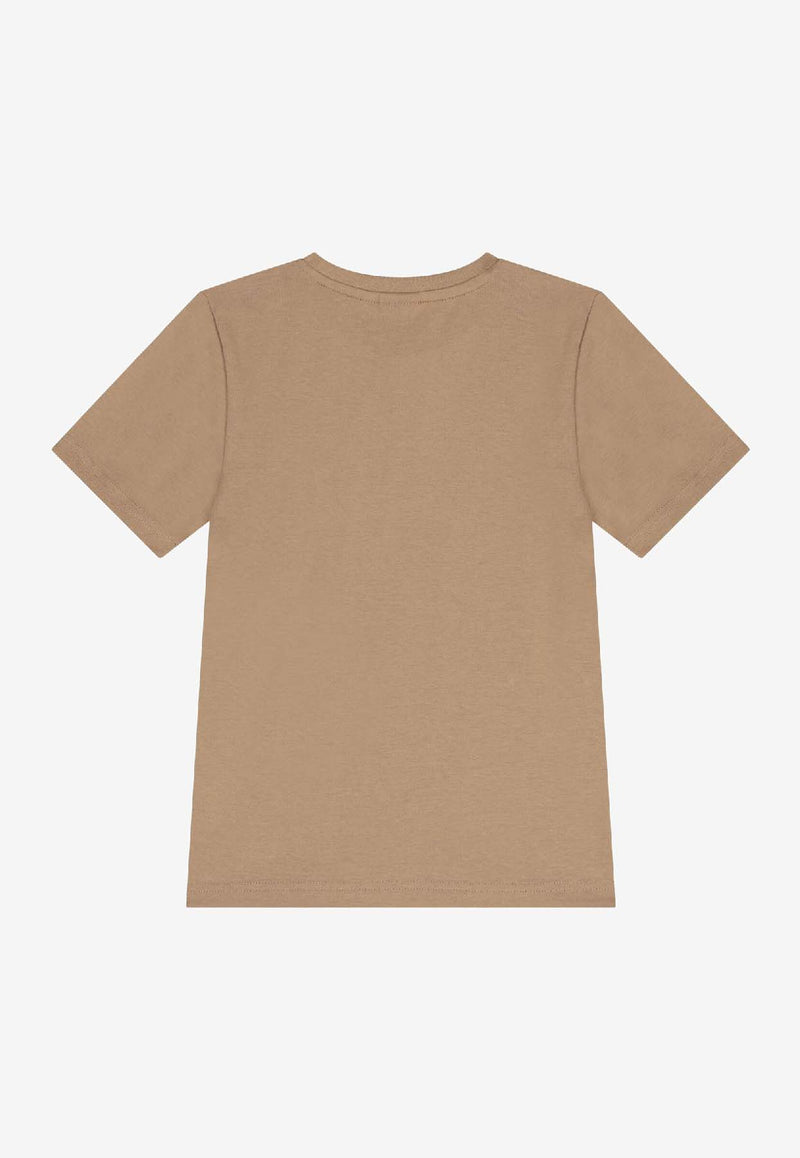 Hugo Boss Kids Boys Repeated Logo Print T-shirt Beige J52366/269_BEIGE