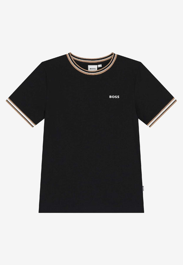 Hugo Boss Kids Boys Crewneck Logo T-shirt Black J52368/09B_BLACK