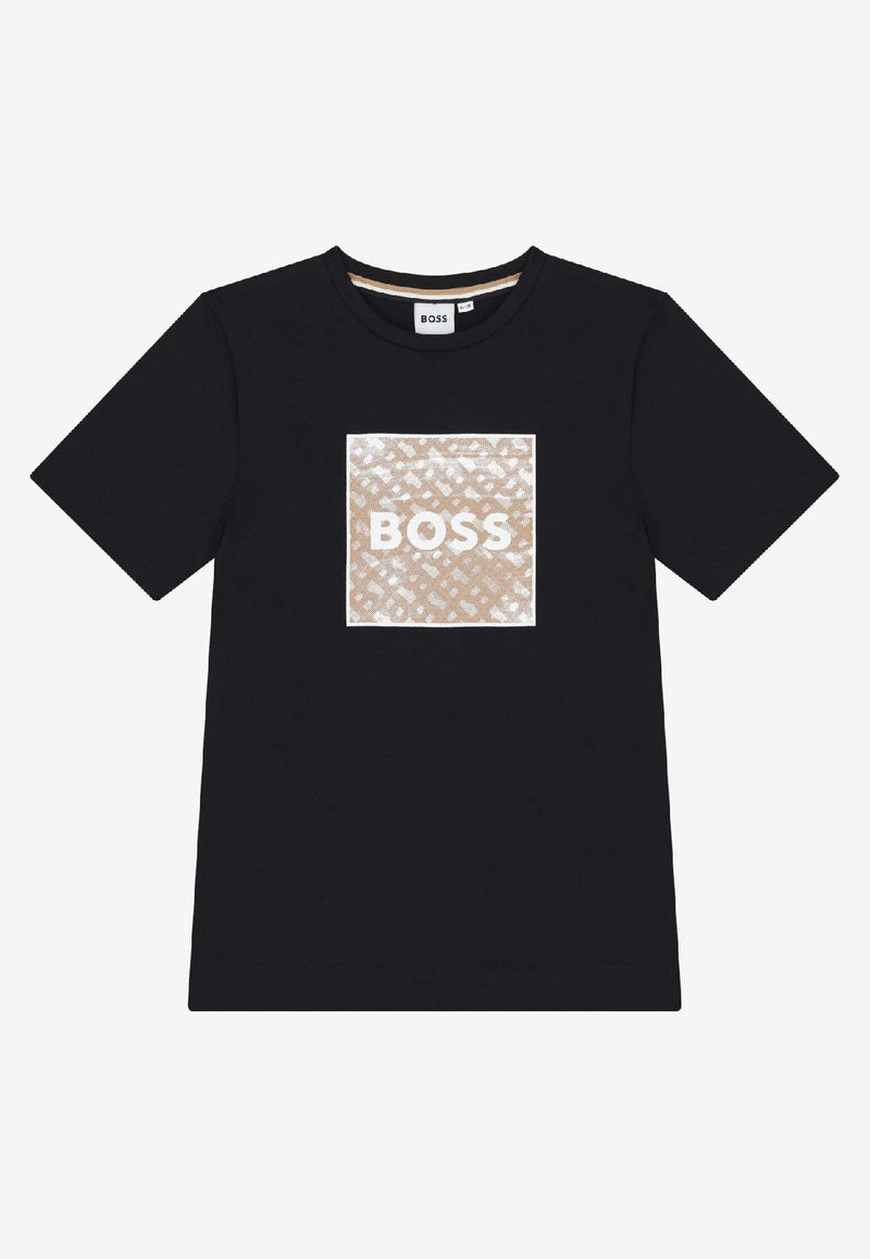 Hugo Boss Kids Boys Monogram Print T-shirt Black J52370/09B_BLACK