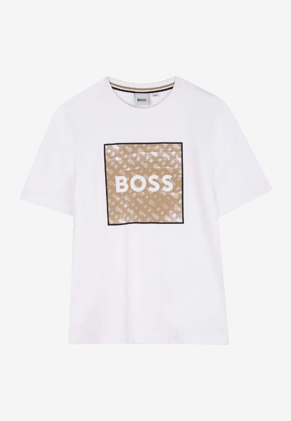 Hugo Boss Kids Boys Monogram Print T-shirt White J52370/10P_WHITE