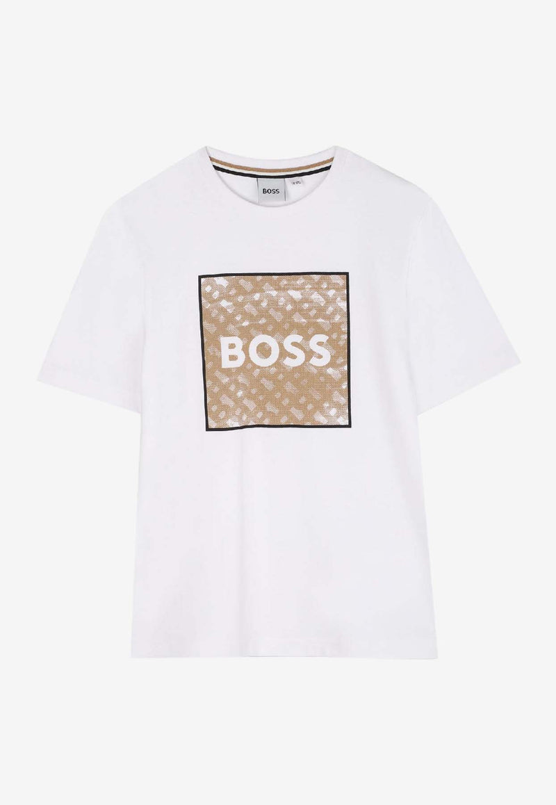 Hugo Boss Kids Boys Monogram Print T-shirt White J52370/10P_WHITE