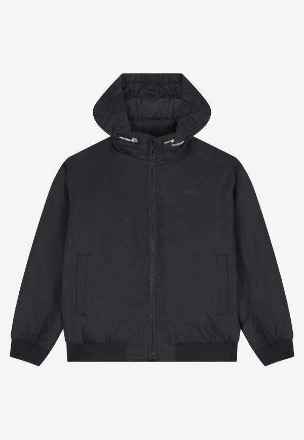 Hugo Boss Kids Boys Padded Hooded Jacket Black J52384/09B_BLACK