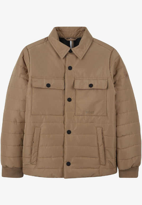 Hugo Boss Kids Boys Quilted Puffer Jacket Beige J52392/269_BEIGE