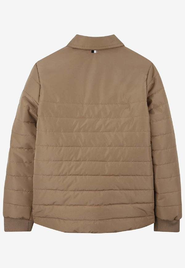 Hugo Boss Kids Boys Quilted Puffer Jacket Beige J52392/269_BEIGE