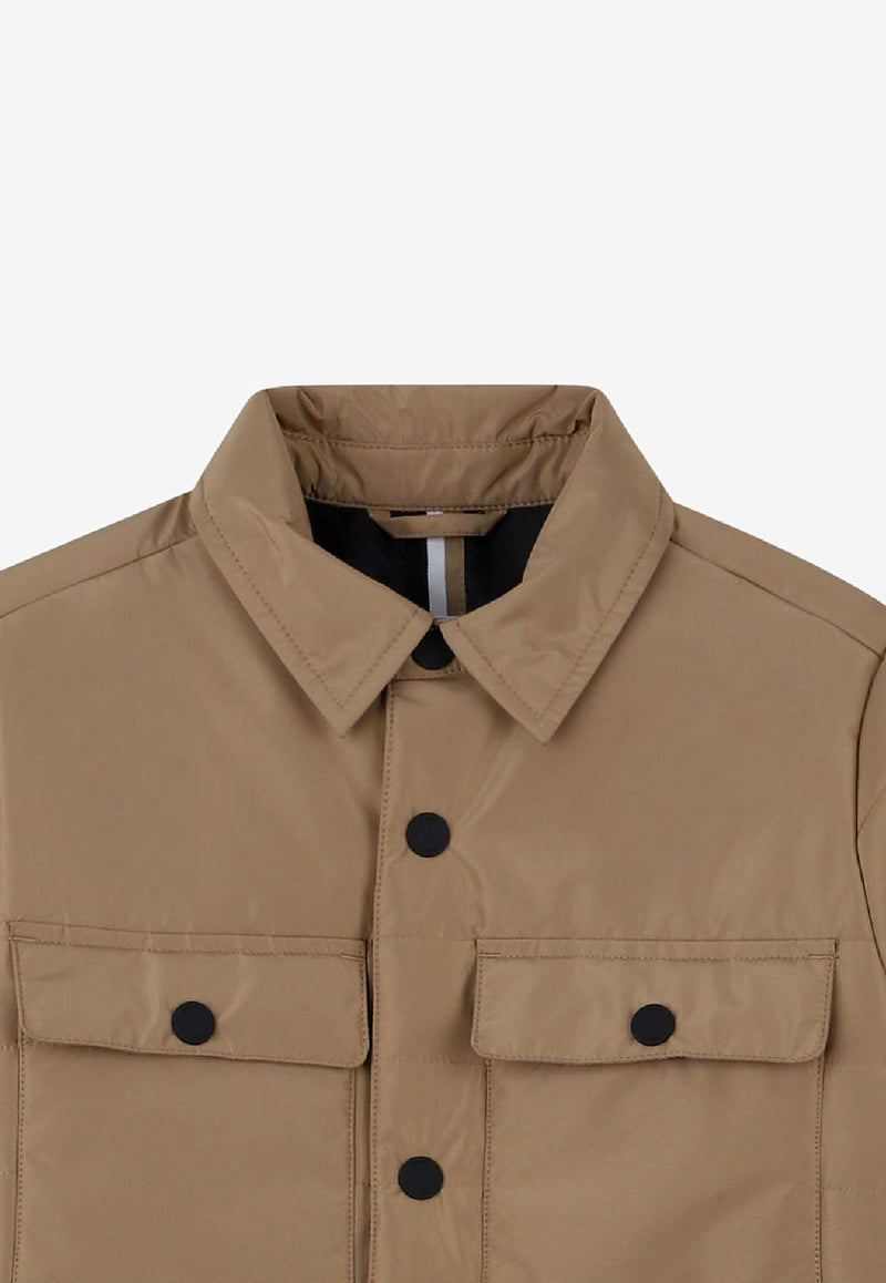 Hugo Boss Kids Boys Quilted Puffer Jacket Beige J52392/269_BEIGE