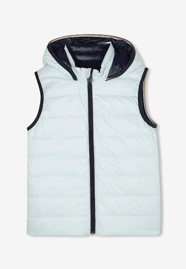 Hugo Boss Kids Boys Reversible Padded Vest with Hood Light Blue J52395/791_LIGHT BLUE