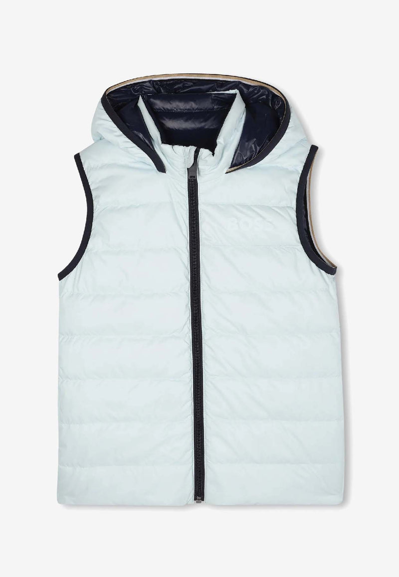 Hugo Boss Kids Boys Reversible Padded Vest with Hood Light Blue J52395/791_LIGHT BLUE