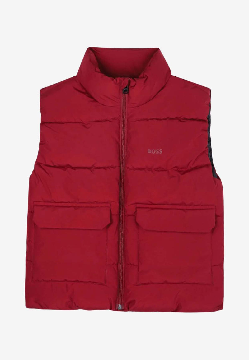 Hugo Boss Kids Boys Logo Print Padded Vest Red J52397/96D_RED
