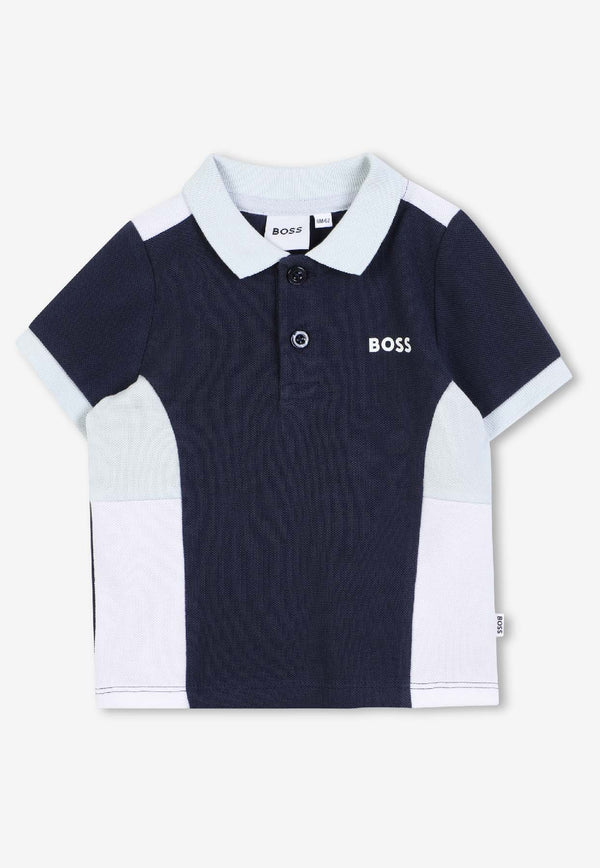 Hugo Boss Kids Baby Boys Colorblocked Logo Polo T-shirt Navy J52450/849_NAVY