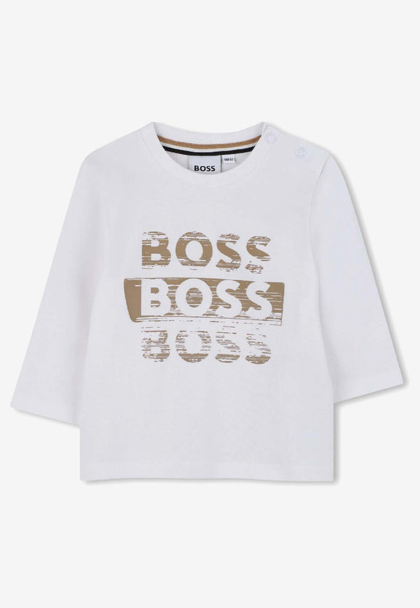 Hugo Boss Kids Baby Boys Long-Sleeved Logo T-shirt White J52463/10P_WHITE
