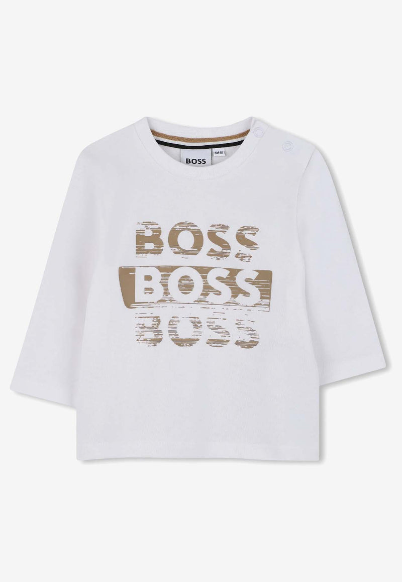 Hugo Boss Kids Baby Boys Long-Sleeved Logo T-shirt White J52463/10P_WHITE