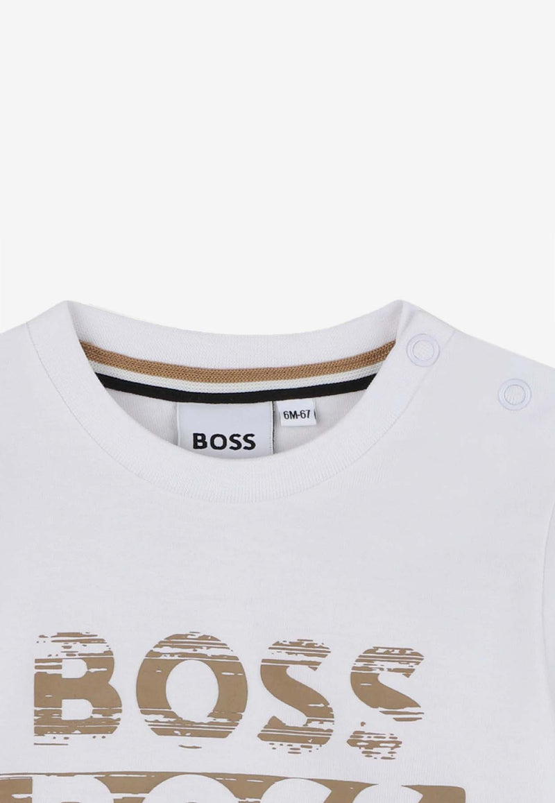 Hugo Boss Kids Baby Boys Long-Sleeved Logo T-shirt White J52463/10P_WHITE