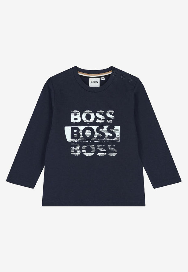 Hugo Boss Kids Baby Boys Long-Sleeved Logo T-shirt Navy J52466/849_NAVY