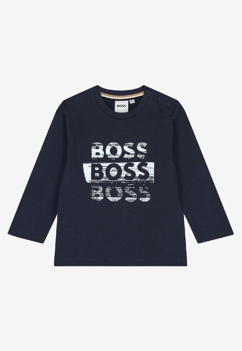 Hugo Boss Kids Baby Boys Long-Sleeved Logo T-shirt Navy J52466/849_NAVY