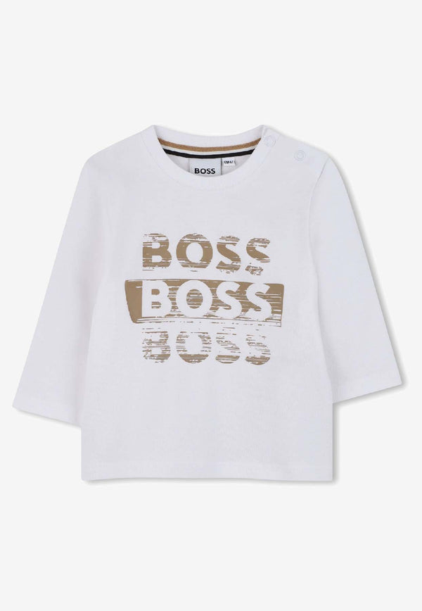 Hugo Boss Kids Baby Boys Long-Sleeved Logo T-shirt White J52467/10P_WHITE